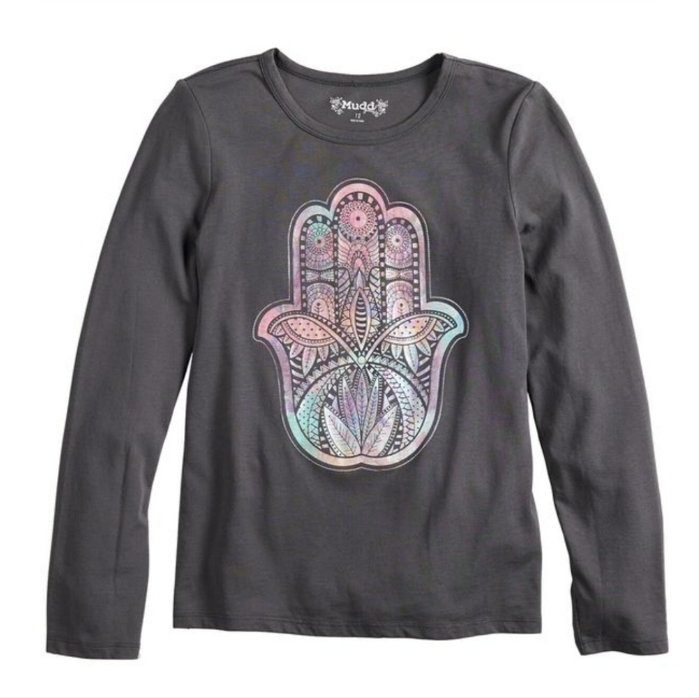 Mudd Graphic Long Sleeve Hamsa Girls 16 NEW